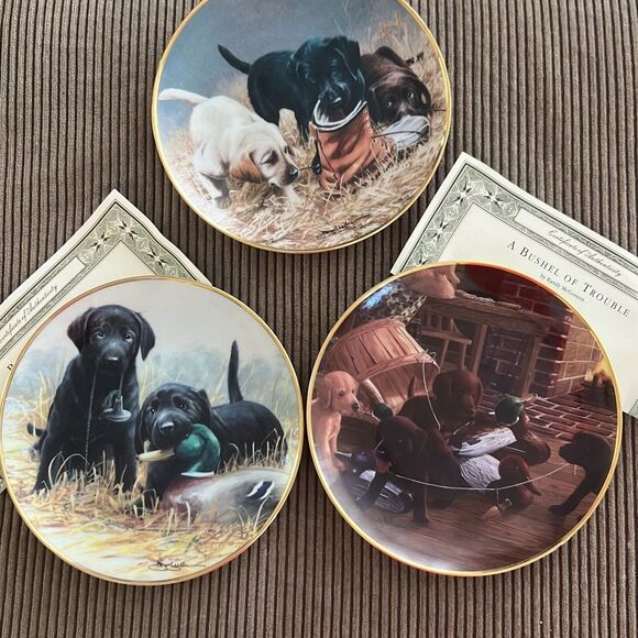 Franklin Mint Heirloom Plates of 3, Beginner’s Luck, Three to Boot, A Bushel of - Picture 1 of 7